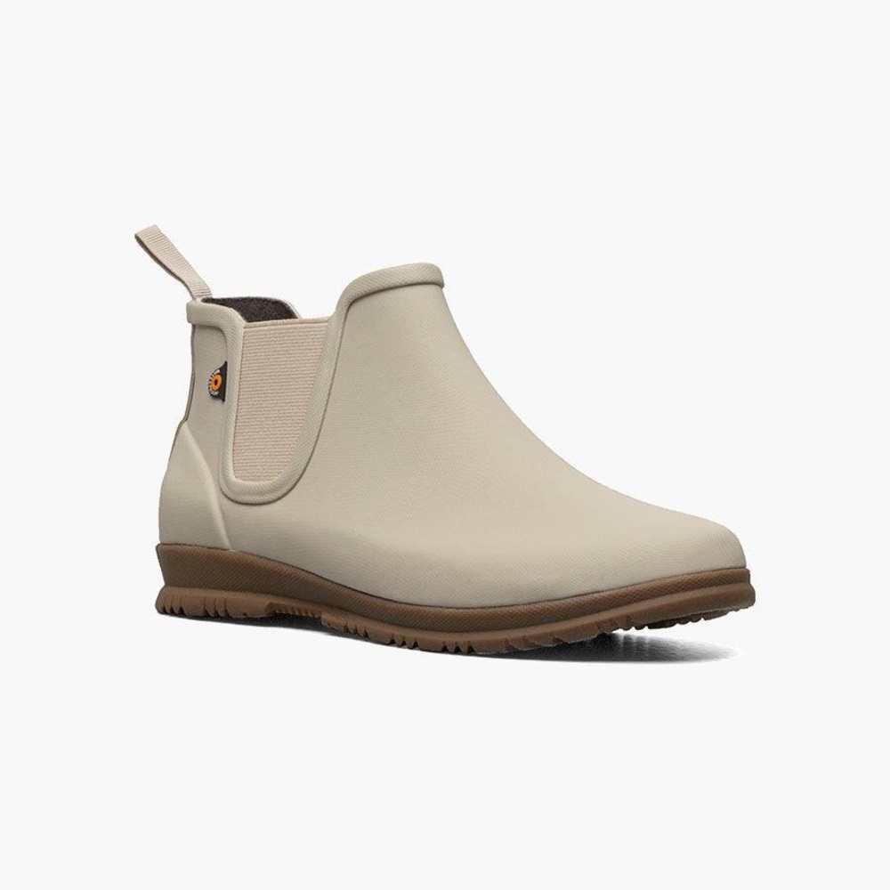 Bogs Women's Beige and Brown Ankle Rain Boots